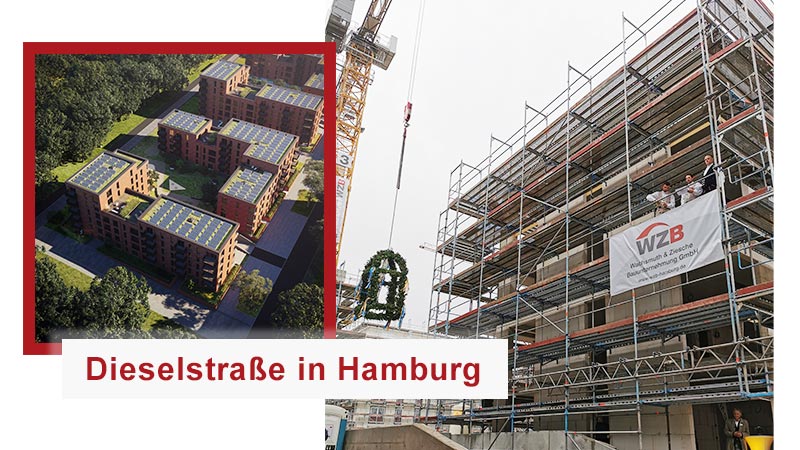 Richtfest beim größten Neubauvorhaben in der WZB Firmengeschichte in der Dieselstraße in Hamburg